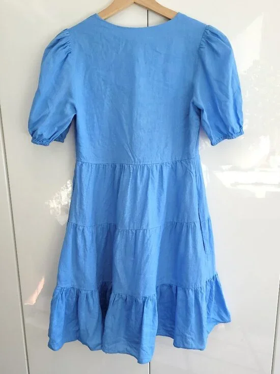 Ever New Melbourne 100% Linen Light Blue Dress Size 2 US - Picture 3 of 12